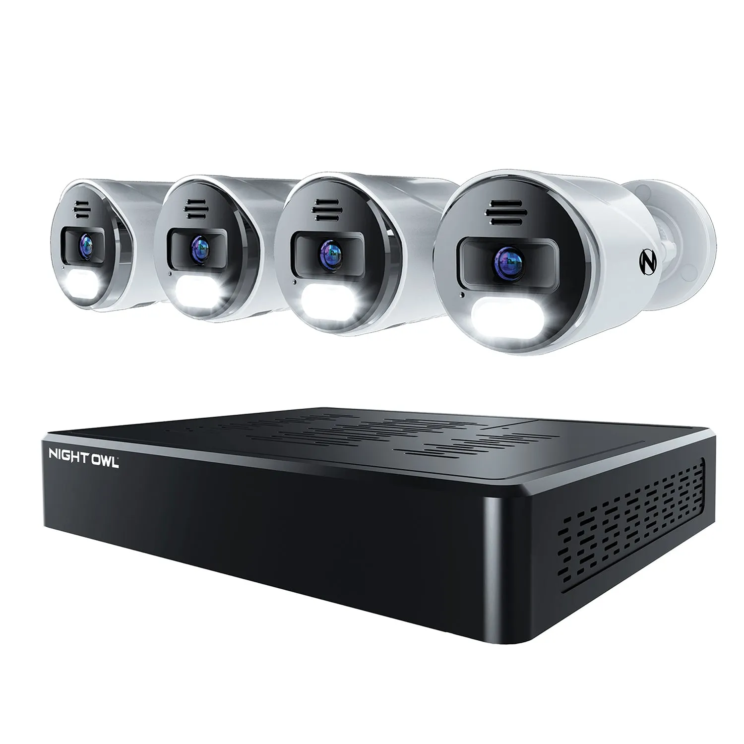 Power over Ethernet 12 Channel NVR Security System with 2TB Hard Drive and 4 Wired IP 4K Deterrence Cameras