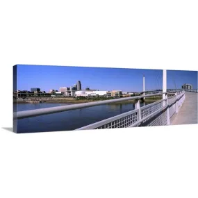 "Bridge across a river, Bob Kerrey Pedestrian Bridge, Missouri River, Omaha, N" Canvas Wall Art