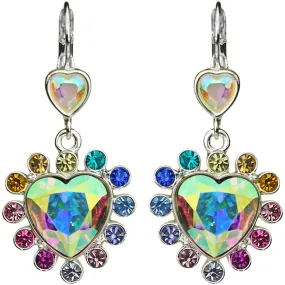 Rainbow Bridge Forever Loved Heart Earrings (Sterling Silvertone)