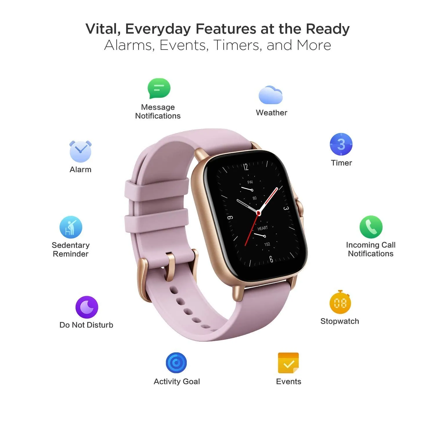 (Refurbished) Amazfit GTS 2e Smartwatch, SpO2 & Stress Monitor, 1.65 Always-on AMOLED Display, Built-in GPS, Built-in Alexa,14-Day Battery Life, 90  Sports Models, 50  Watch Faces Lilac Purple, Regular