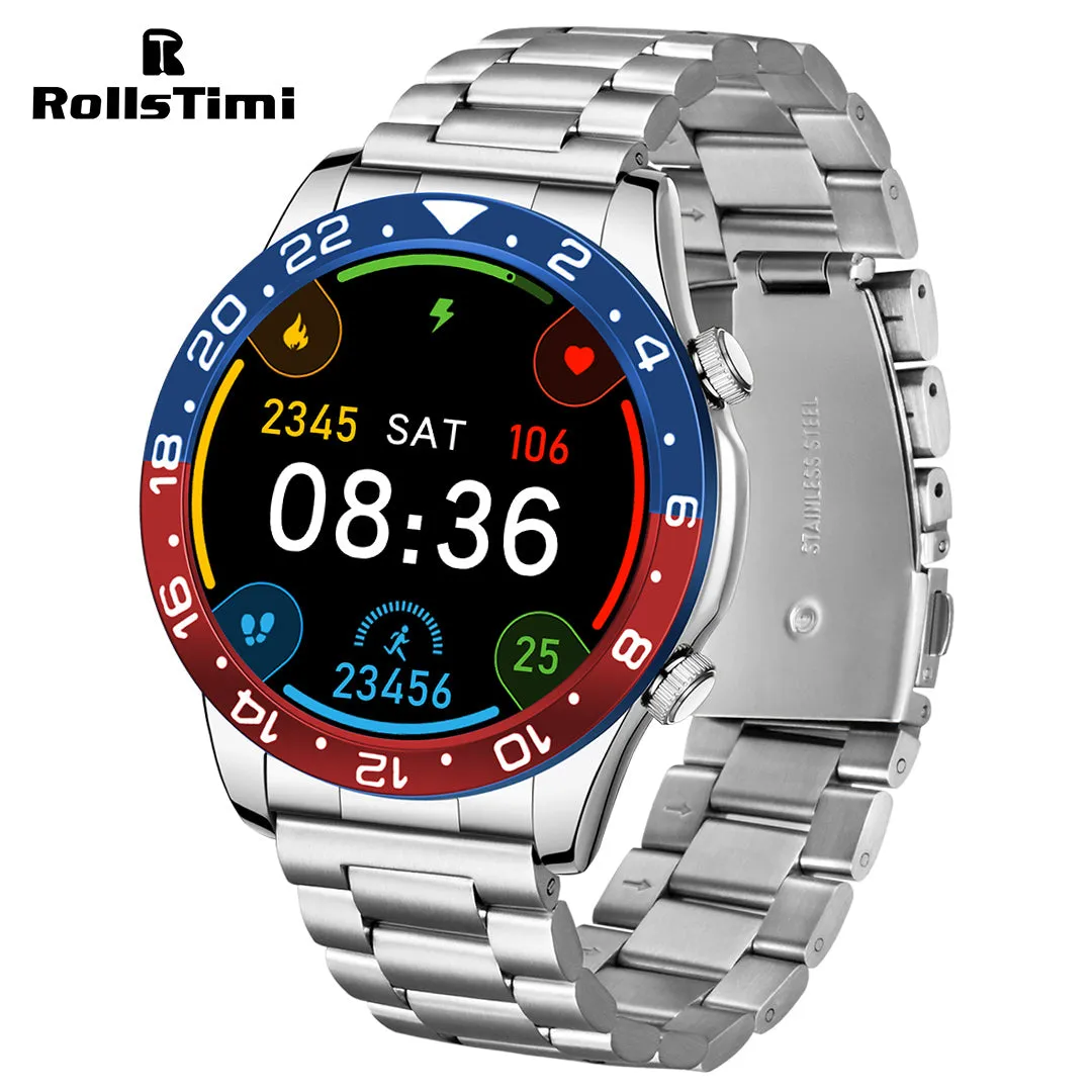 RollsTimi G30 Mens Smartwatch 1.43" AMOLED Screen Fitness Tracker Classic Smartwatches for Men Health Monitor Waterproof Smart Watches, Support AOD, compatible with Android iPhone