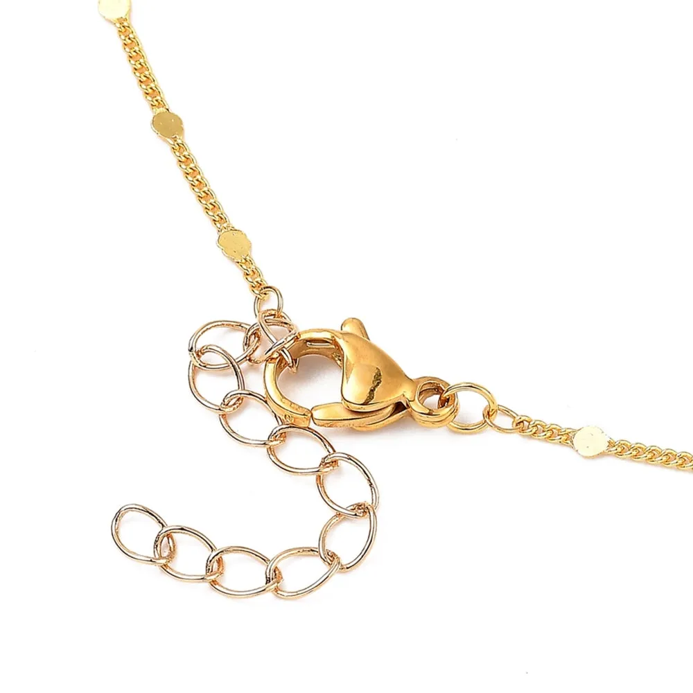 Round Bead Bar Link Necklace - Plated Brass