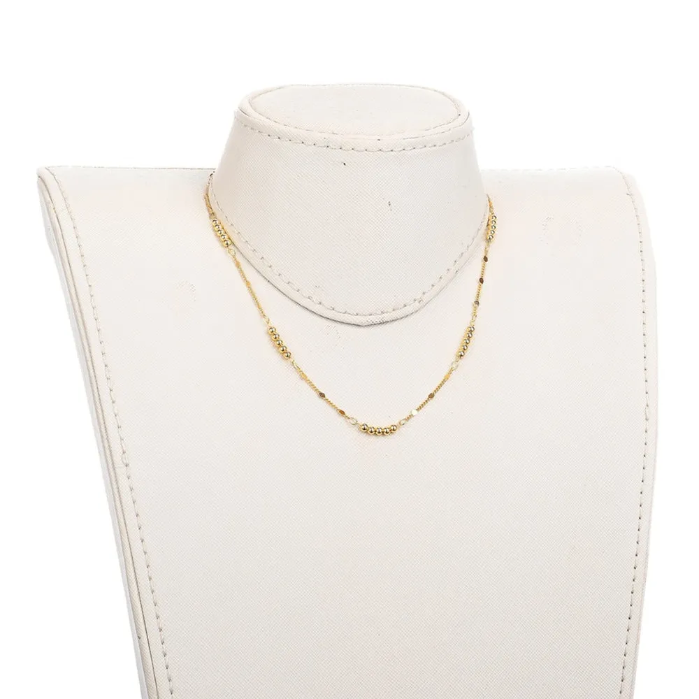 Round Bead Bar Link Necklace - Plated Brass