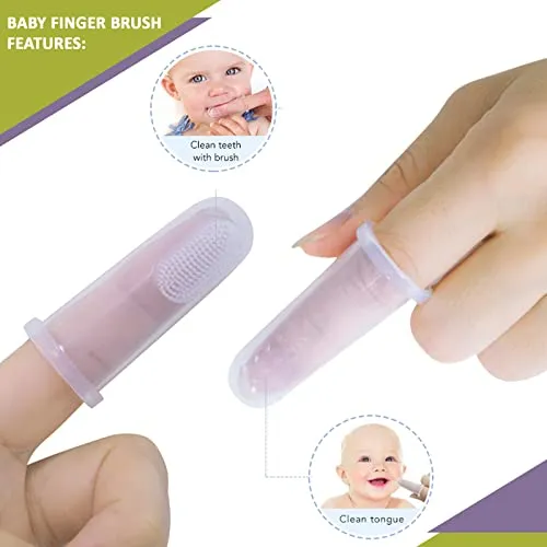 Safe-O-Kid-Silicone Finger Brush for Baby Teething/Gums with Case- Transparent