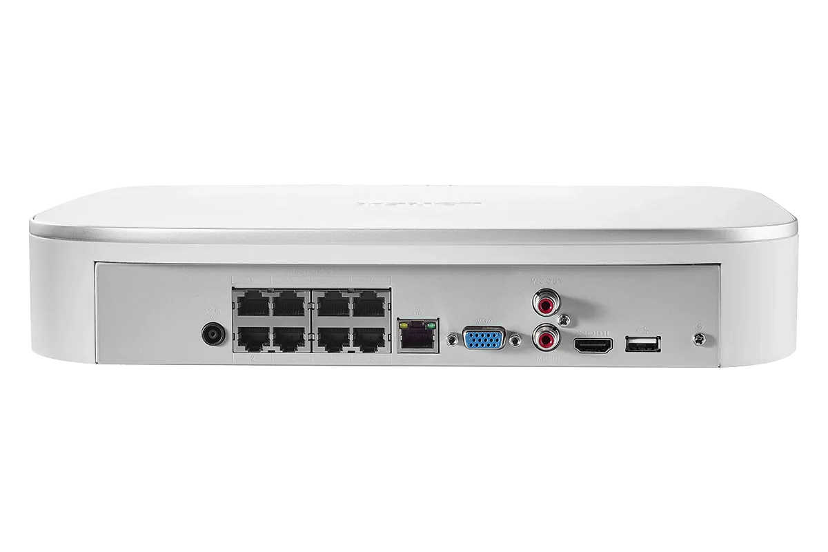 Security NVR System, 8 Channel with 2K Resolution IP Cameras featuring 130FT Color Night Vision