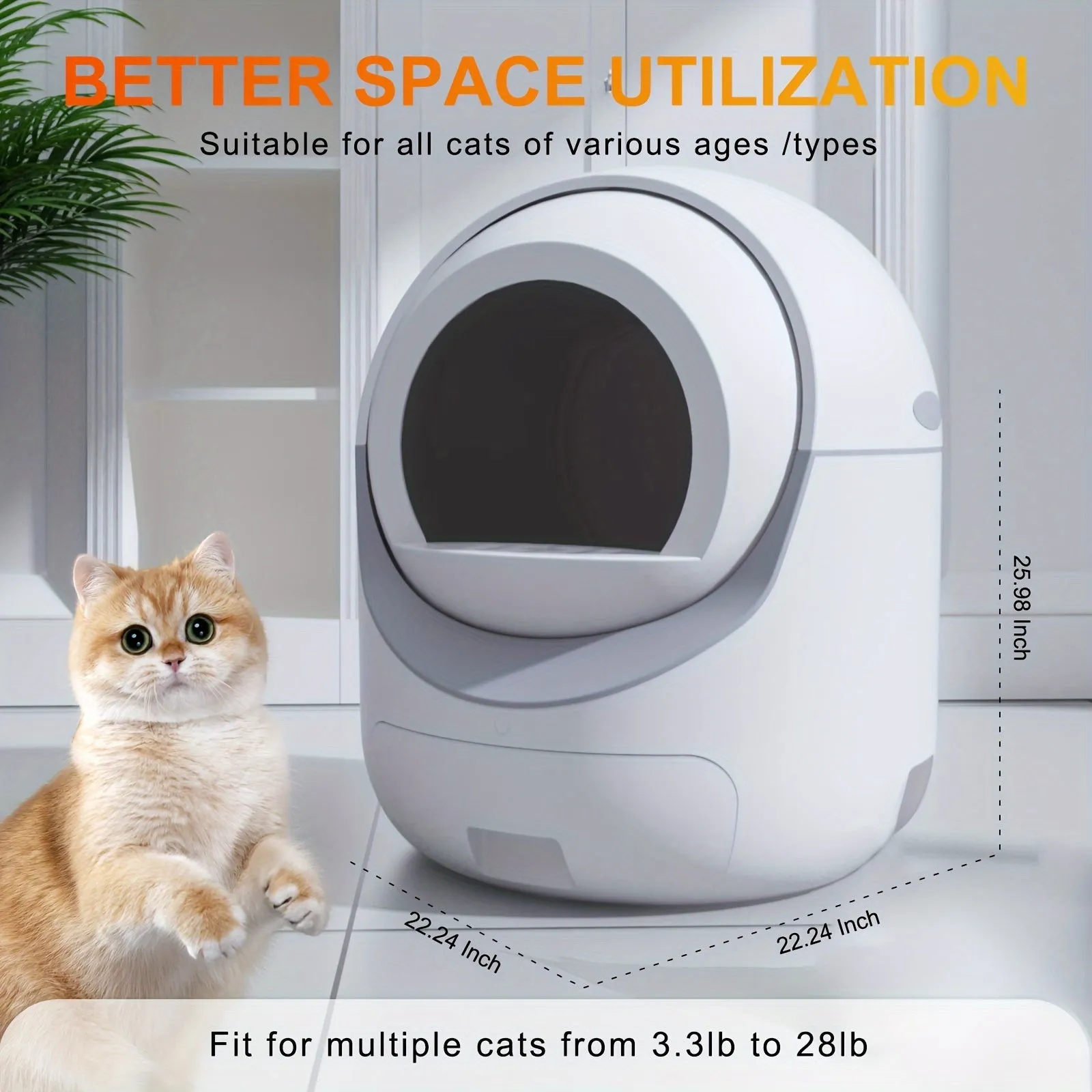 Self-Cleaning Cat Litter Box with APP Control - Automatic Odor Removal & Safety Protection for Multiple Cats