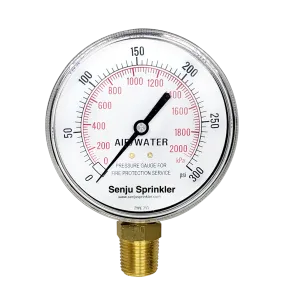 Senju Sprinkler Pressure Gauge 3.5", 300PSI 1/2"NPT