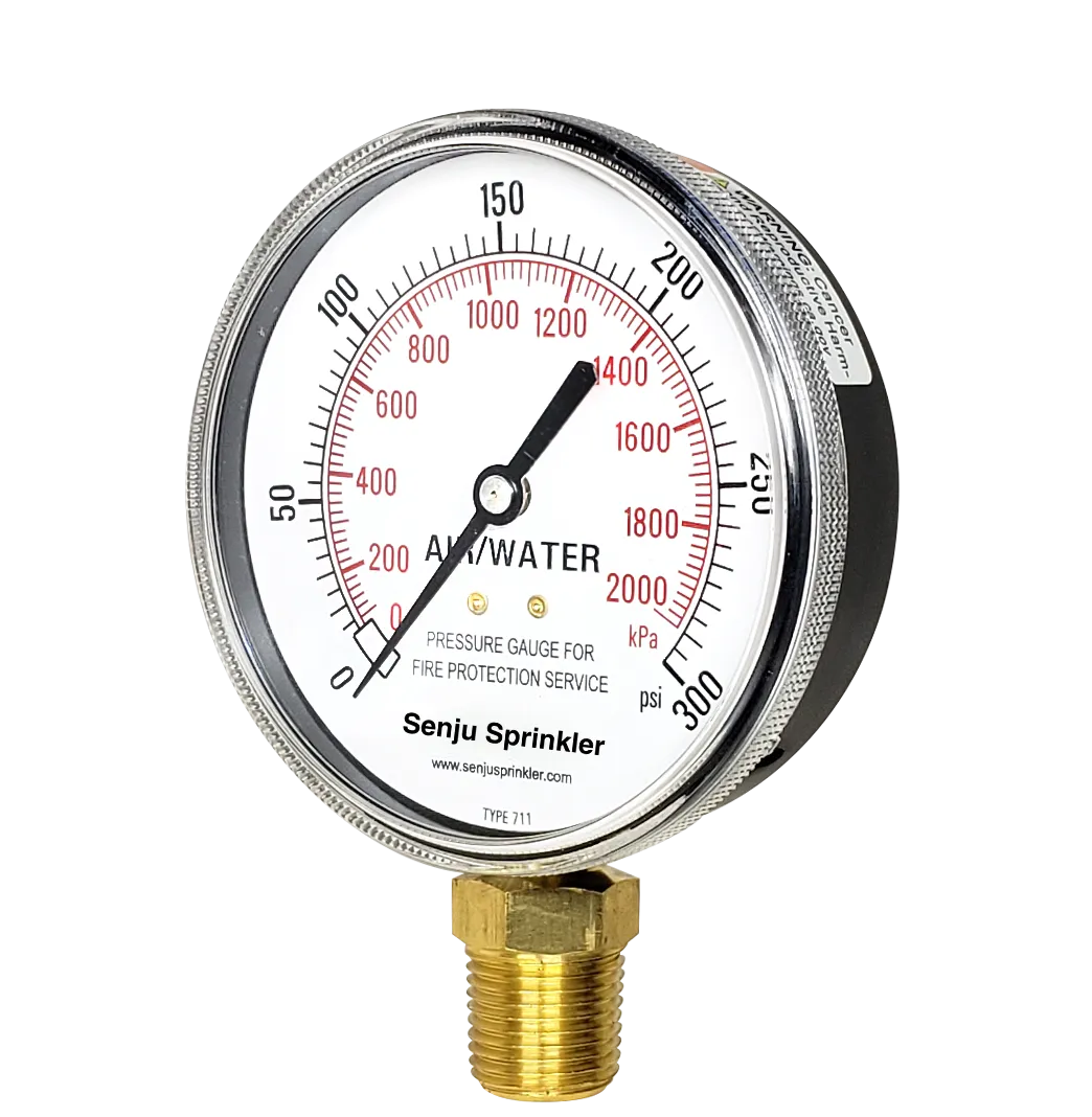 Senju Sprinkler Pressure Gauge 3.5", 300PSI 1/2"NPT