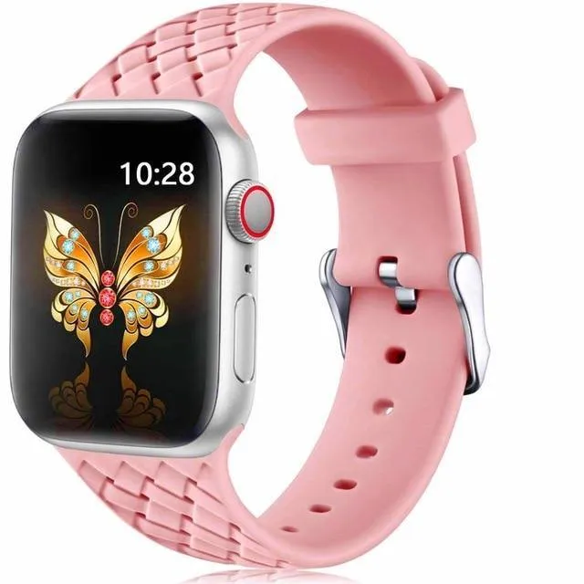 Silicone Strap Woven Pattern Belt Bracelet For Apple Watch