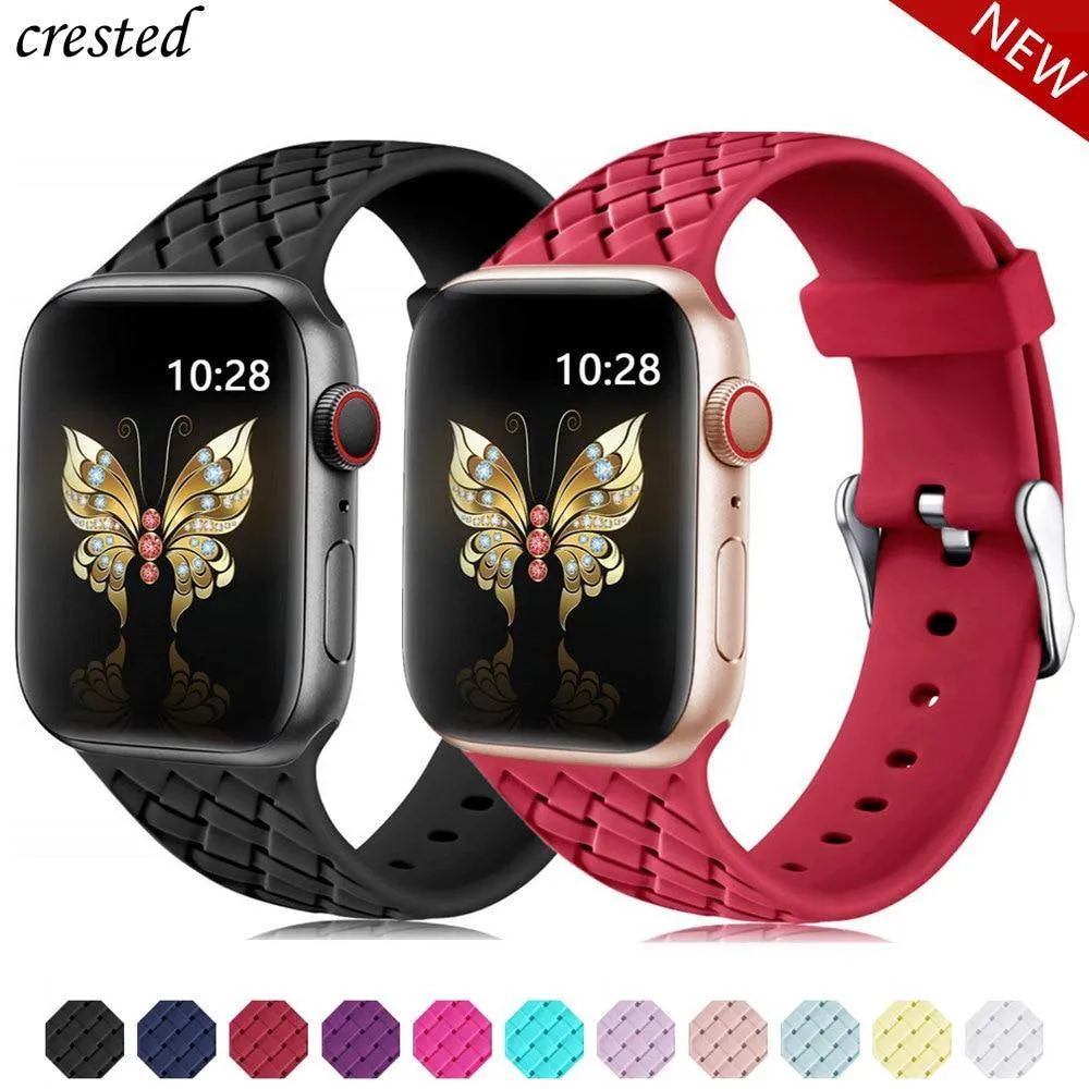 Silicone Strap Woven Pattern Belt Bracelet For Apple Watch