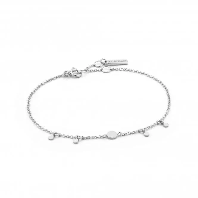 Silver Rhodium Plated Geometry Drop Discs Bracelet B005-03H