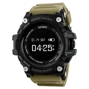 Skmei GS10334 Bluetooth Digital Black Dial Smart Watch (Khaki)