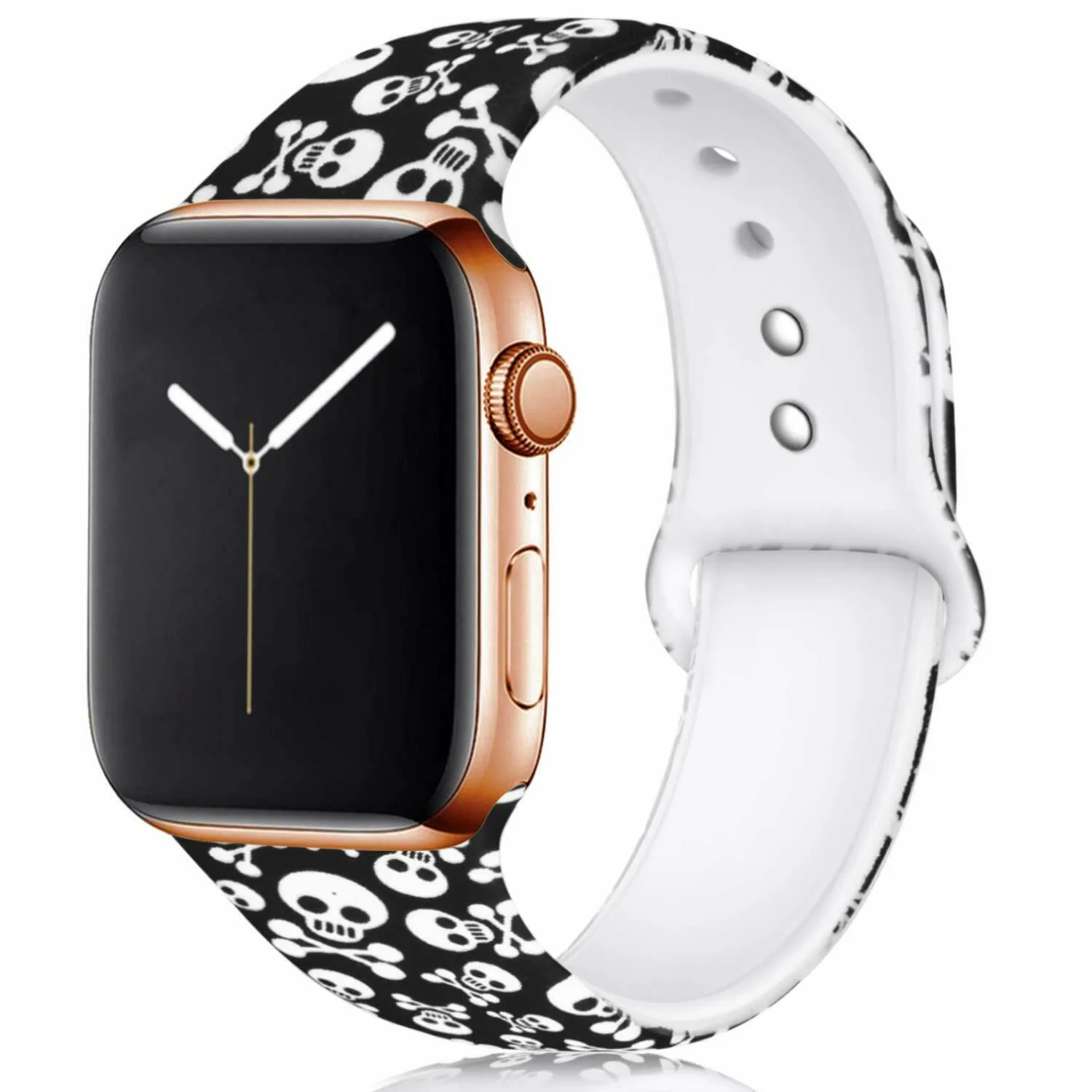 Skull And Crossbones Print Silicone Band For Apple Watch