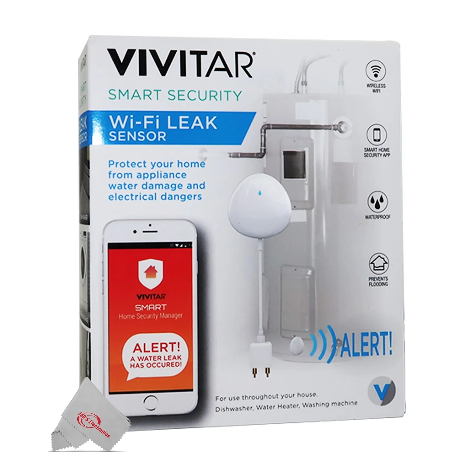 Smart Leak Sensor Wifi Enabled Sends Alerts to Your Mobile Device Protects Home from Water Damage and Electrical Dangers - 8 Units