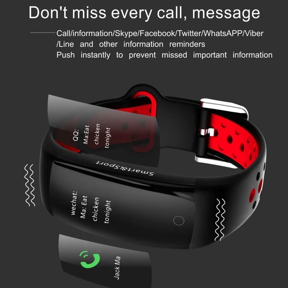 Smartwatch Fitness Bracelet IP68 Waterproof Dynamic Heart Rate Blood Pressure Monitoring Tracker For iPhones Android