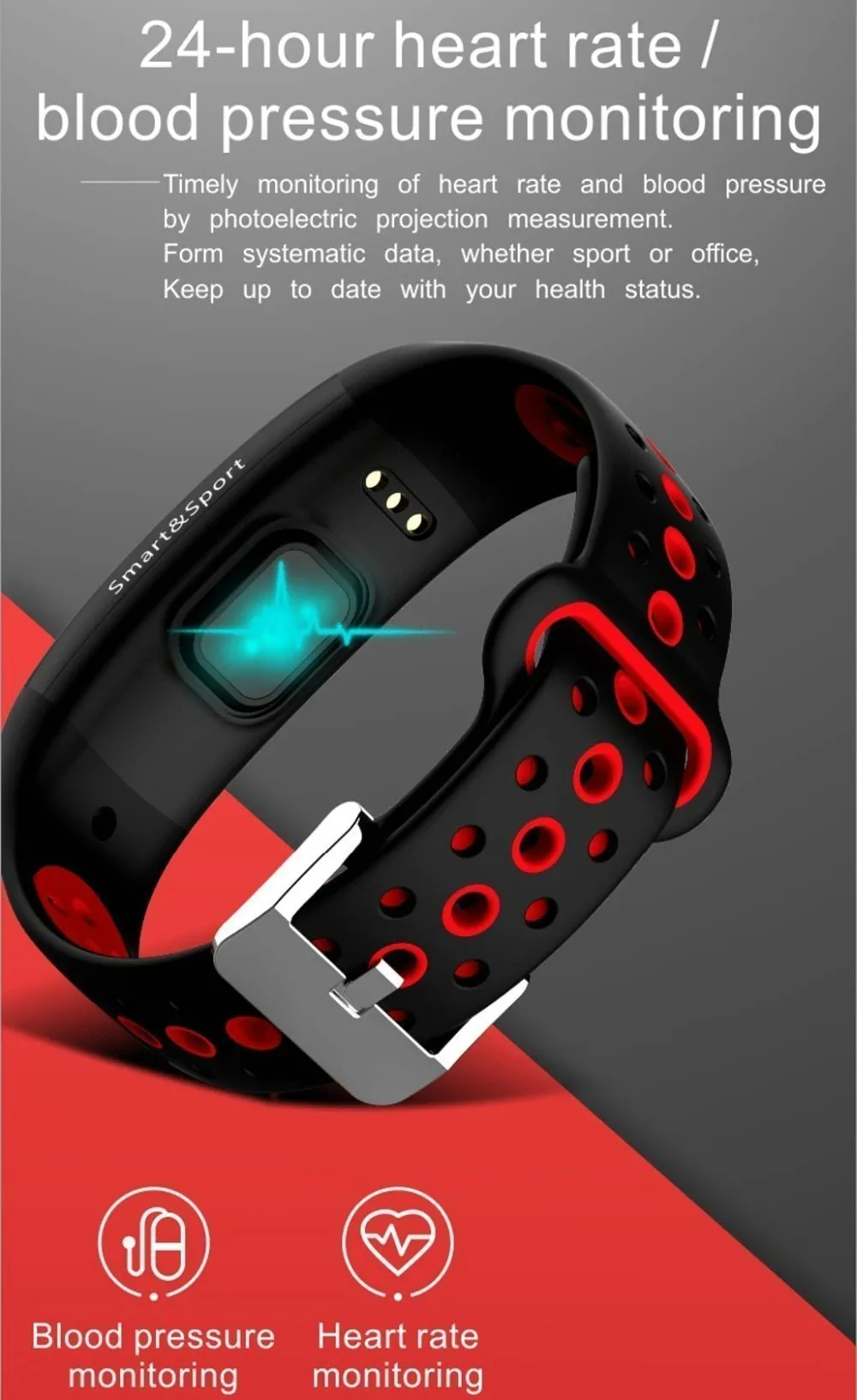 Smartwatch Fitness Bracelet IP68 Waterproof Dynamic Heart Rate Blood Pressure Monitoring Tracker For iPhones Android