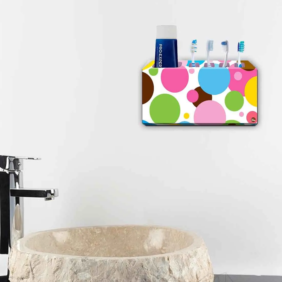 Toothbrush Holder Wall Mounted -Colorful Polka Dots