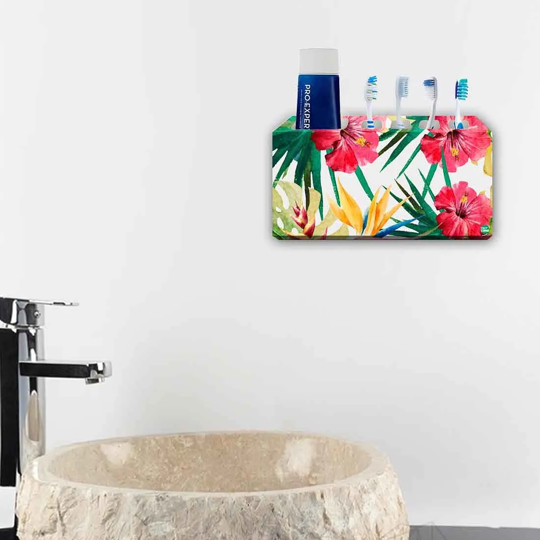 Toothbrush Holder Wall Mounted -Hibiscus Leaves