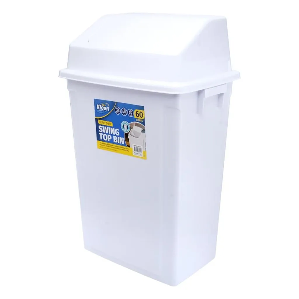 Xtra Kleen Heavy Duty Swing Top Bin White 60L