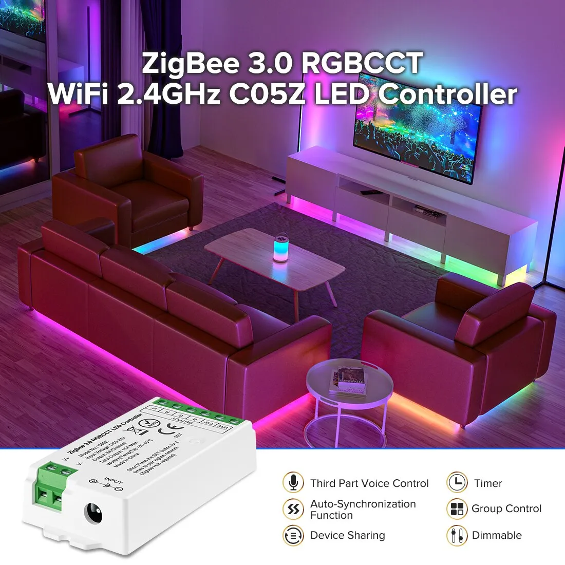 Zigbee 3.0 WiFi 2.4GHz LED Controller DIM CCT RGB RGBW RGBCCT Hue Bridge Tuya Dual Mode Gateway Smart Things